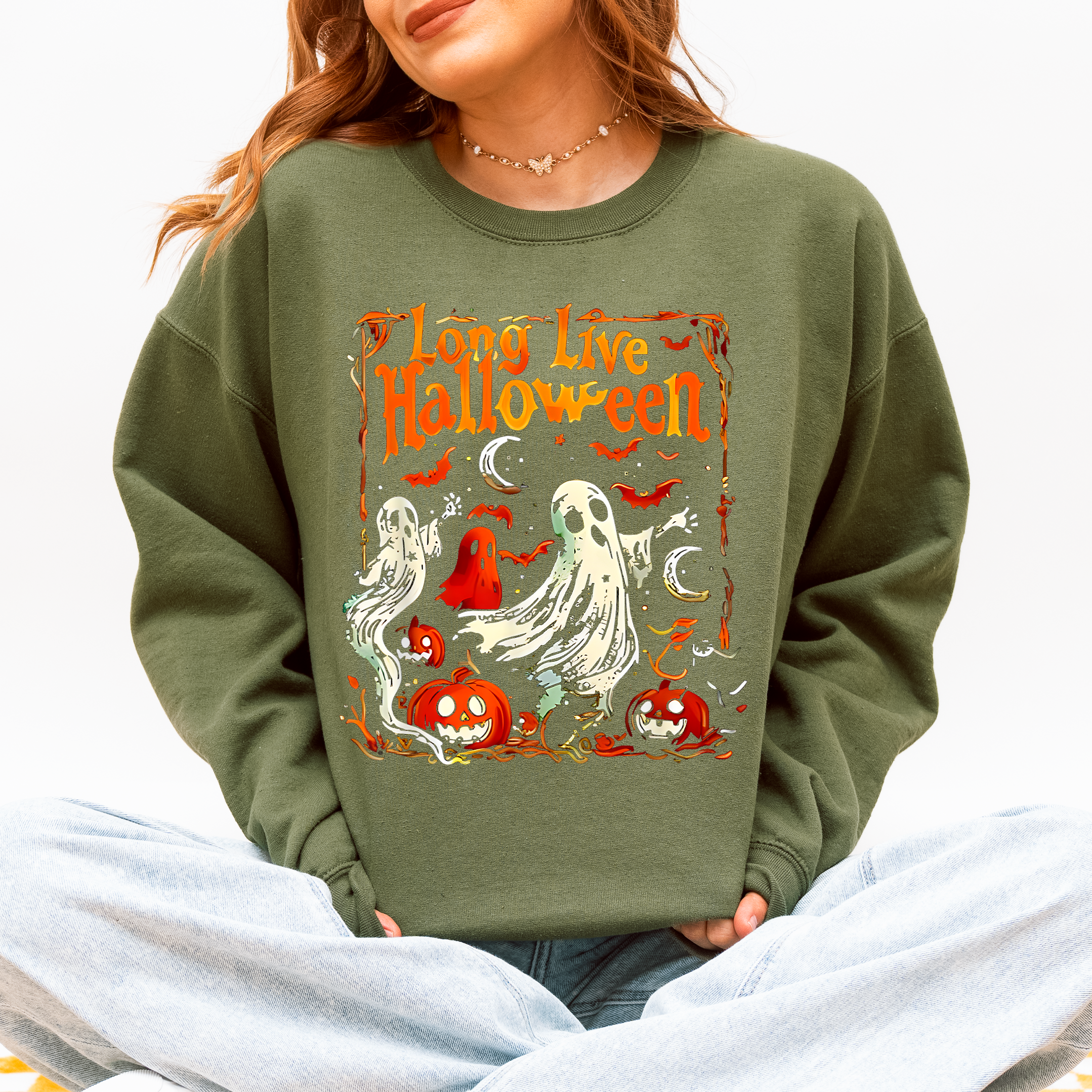 Long Live Halloween Pumpkin Classic Vintage Ghosts Spooky Season Limited Edition Sweatshirt