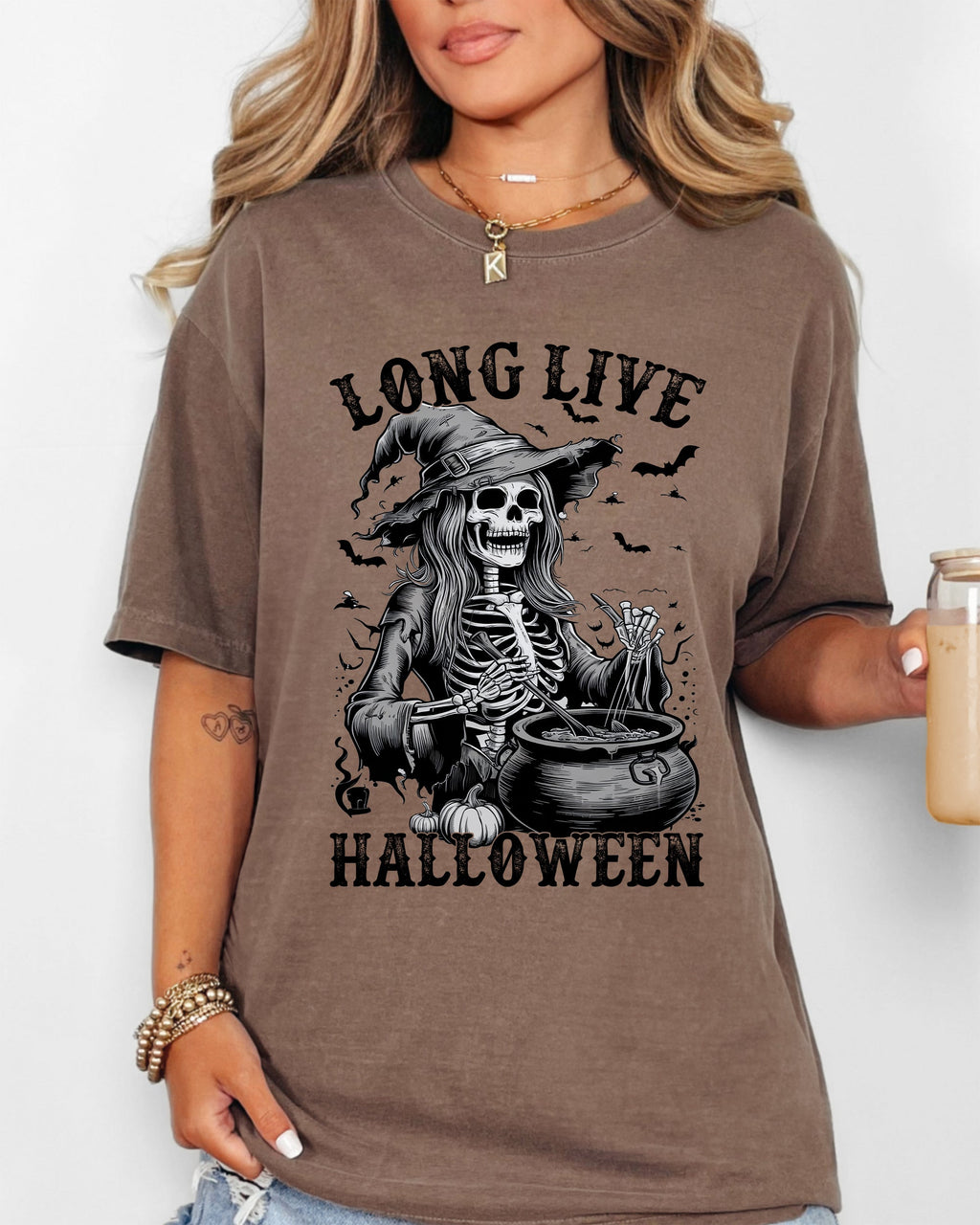 Long Live Halloween Witch Skeleton Bats Spooky Zombie Haunted Night Edition Comfort Colors Tee