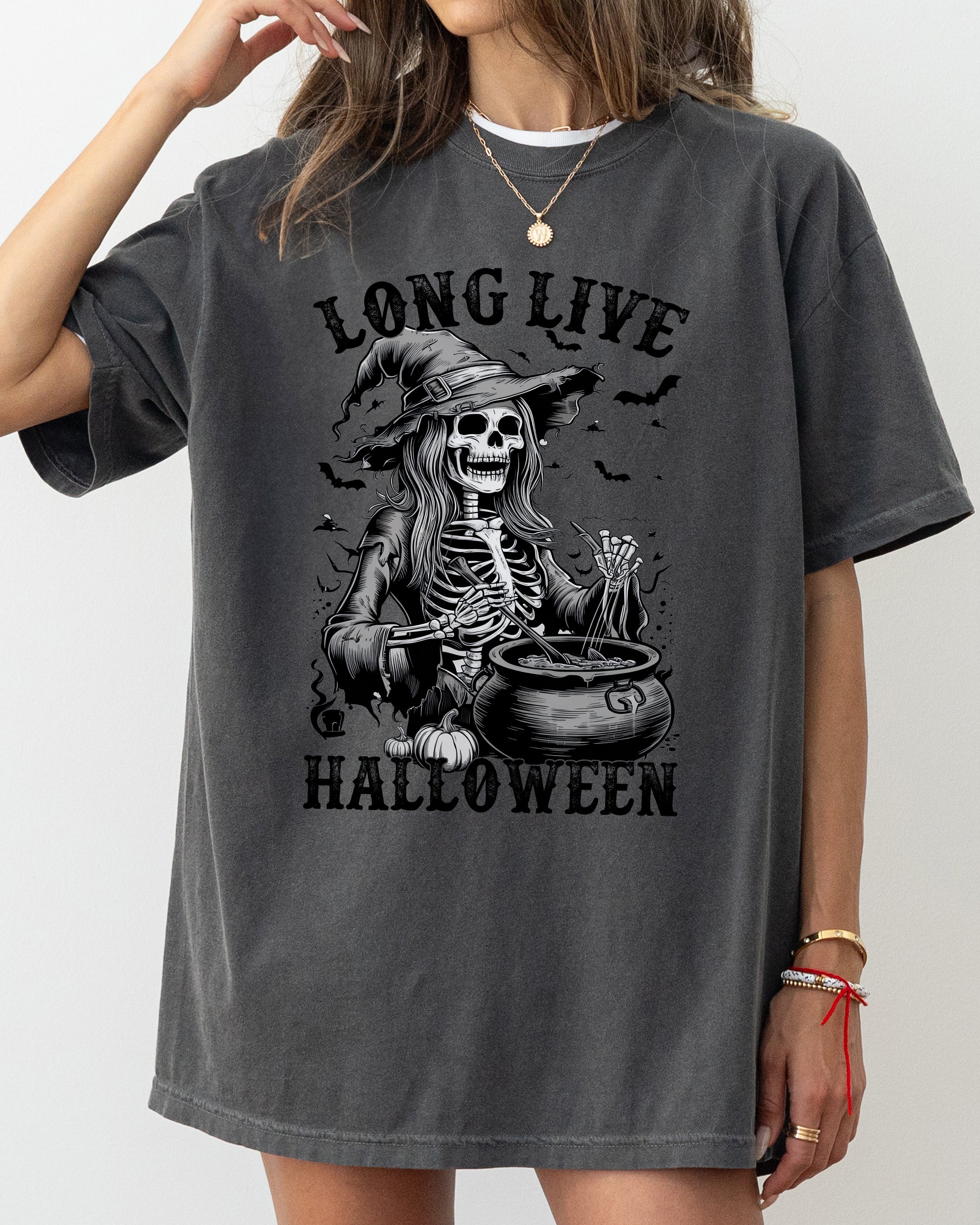 Long Live Halloween Witch Skeleton Bats Spooky Zombie Haunted Night Edition Comfort Colors Tee