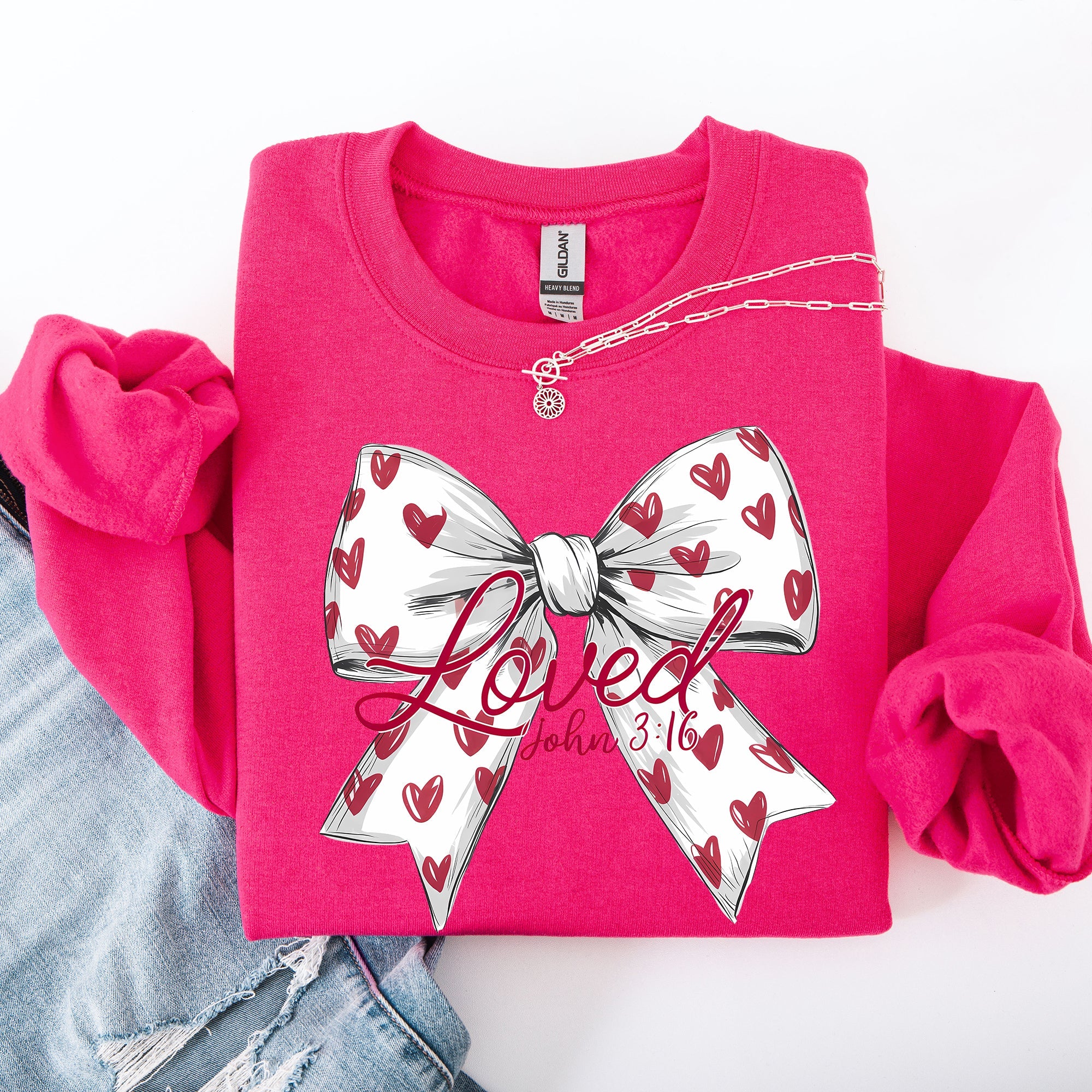 Loved John 3:16 Faith And Love Hearts Valentine's Day Edition Premium Soft Cozy Sweatshirt