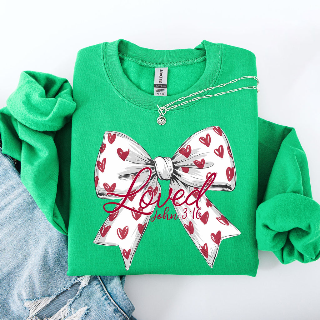 Loved John 3:16 Faith And Love Hearts Valentine's Day Edition Premium Soft Cozy Sweatshirt