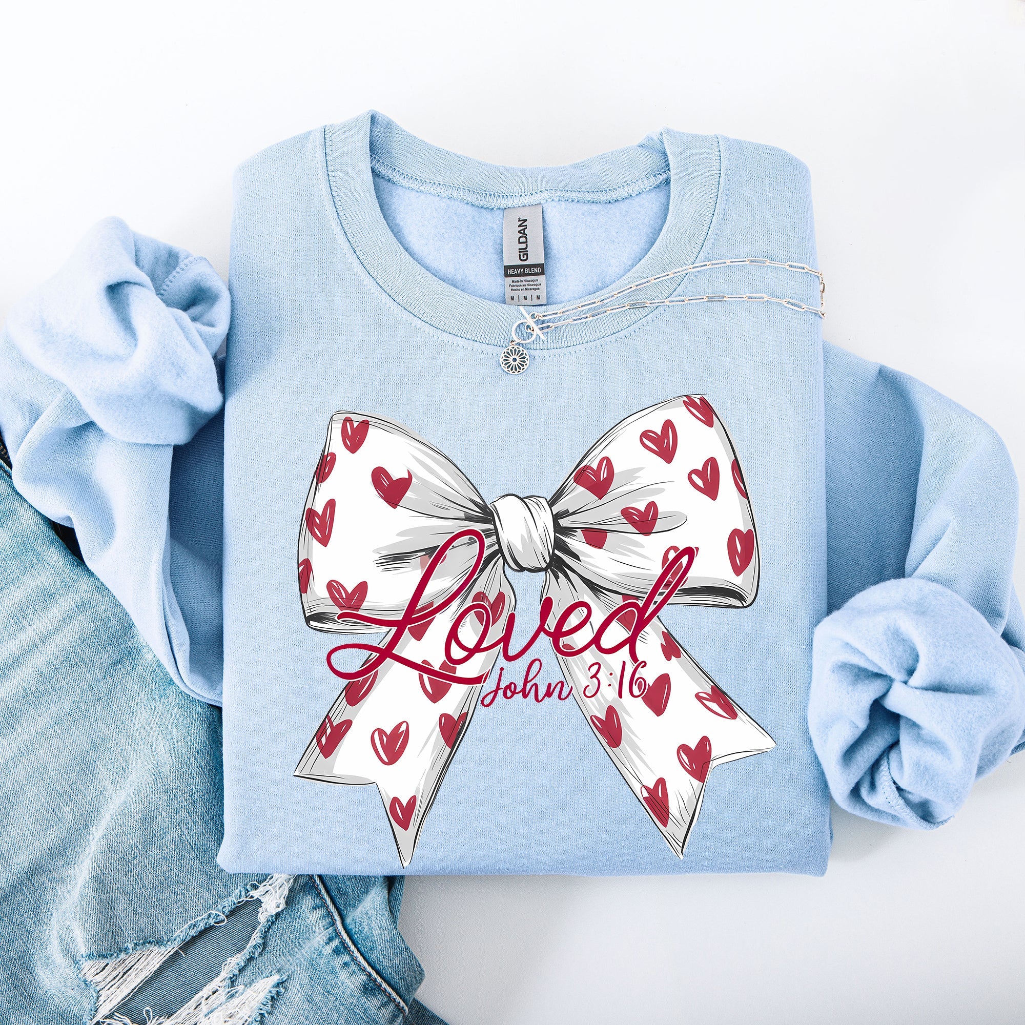 Loved John 3:16 Faith And Love Hearts Valentine's Day Edition Premium Soft Cozy Sweatshirt
