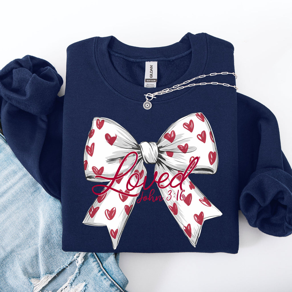 Loved John 3:16 Faith And Love Hearts Valentine's Day Edition Premium Soft Cozy Sweatshirt