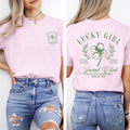 Lucky Girl Social Club St Patrick's Day Shamrock Clover Leprechaun Comfort Colors Tee