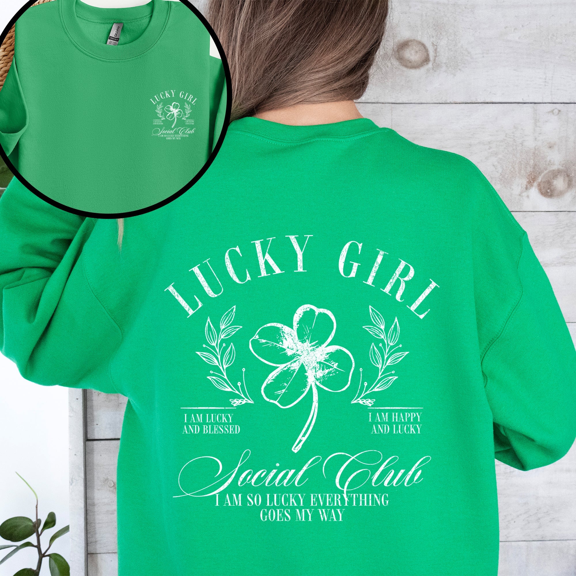 Lucky Girl Social Club Irish Pride St Patrick's Day Shamrock Clover Leprechaun Sweatshirt