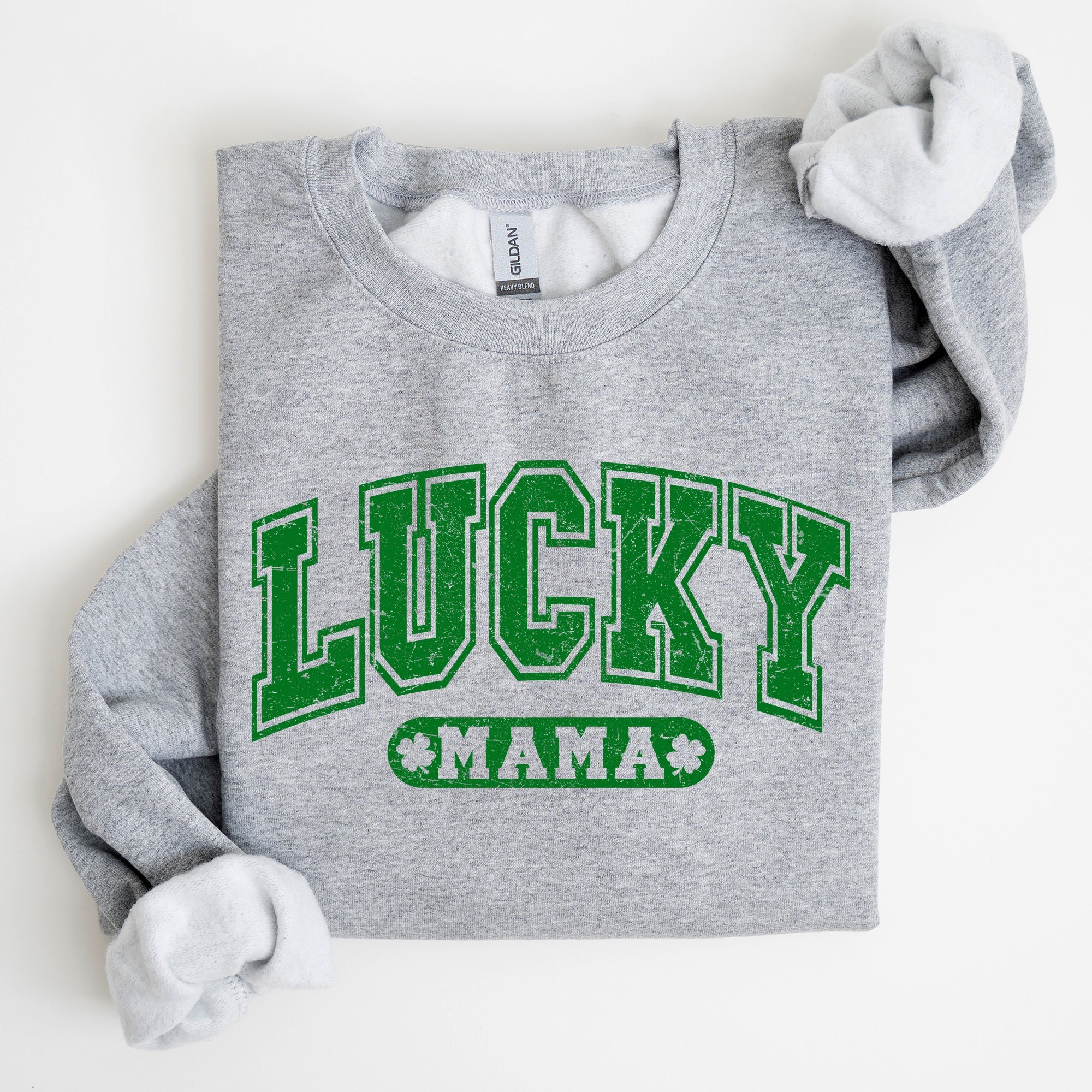 Lucky Mama Retro St Patrick's Day Irish Luck Graphic Vintage Cozy Festive Sweatshirt