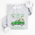 Lucky Meadow Farms St Patrick's Day Edition Shamrock Garden Sunset Design Cozy Premium Cotton Graphic Sweatshirt