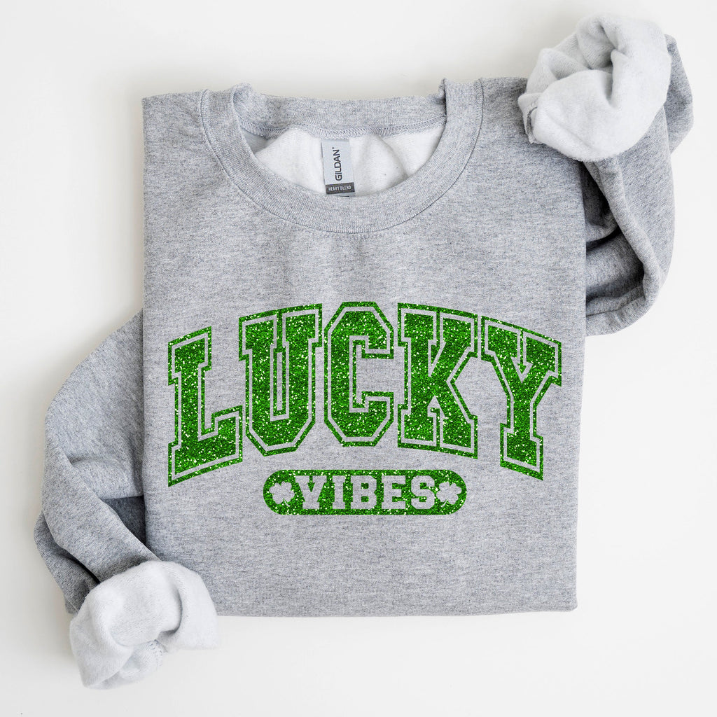 Lucky Vibes St Patrick's Day Retro Vintage Festive Irish Celebration Graphic Sweatshirt