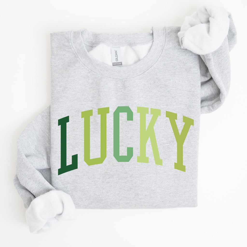 Lucky Collegiate St Patrick's Day Shamrock Celebration Graphic Print Edition Sweatshirt