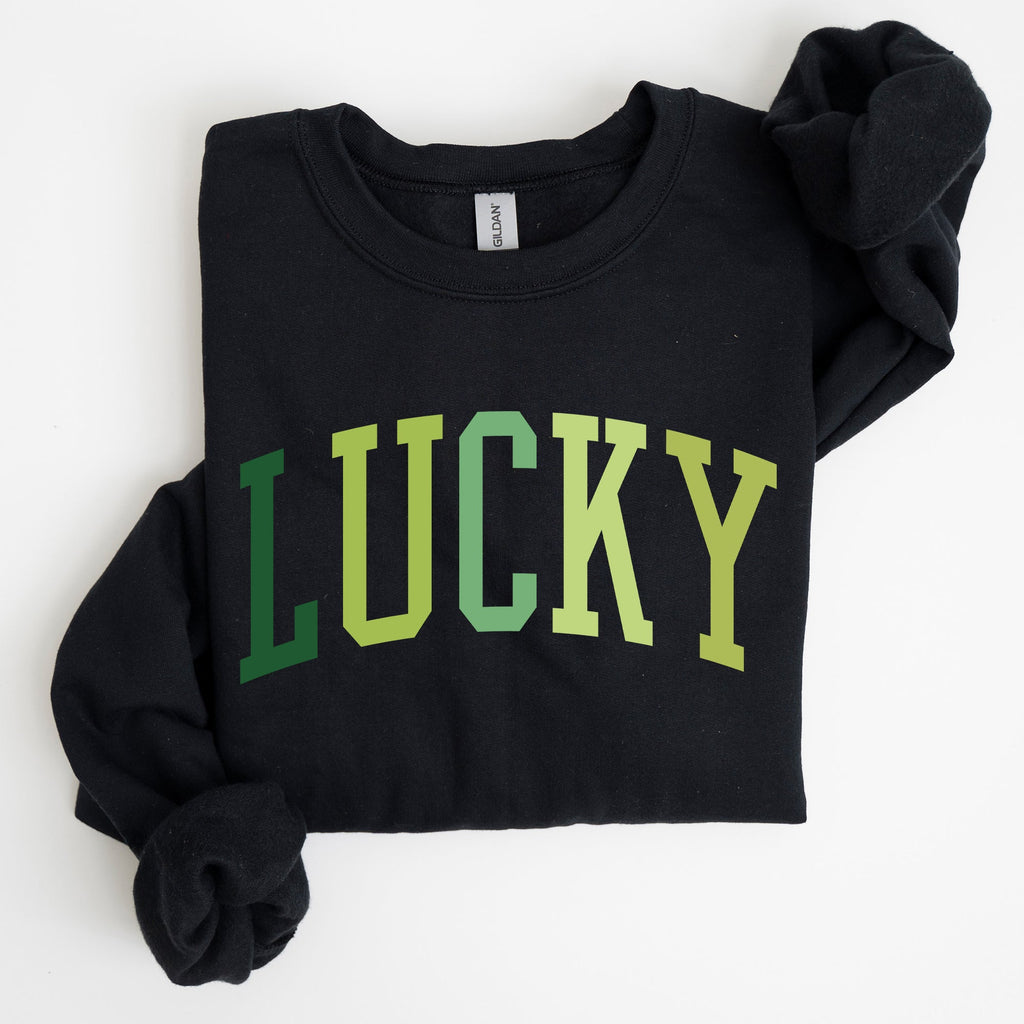 Lucky Collegiate St Patrick's Day Shamrock Celebration Graphic Print Edition Sweatshirt