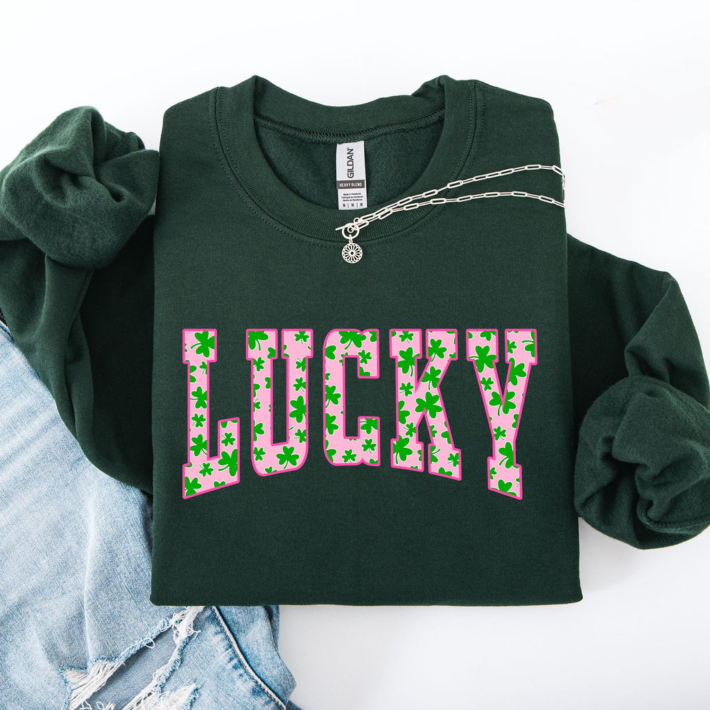 Lucky Leprechaun Shamrock Clover Vintage Collegiate St Patrick's Day Edition Sweatshirt