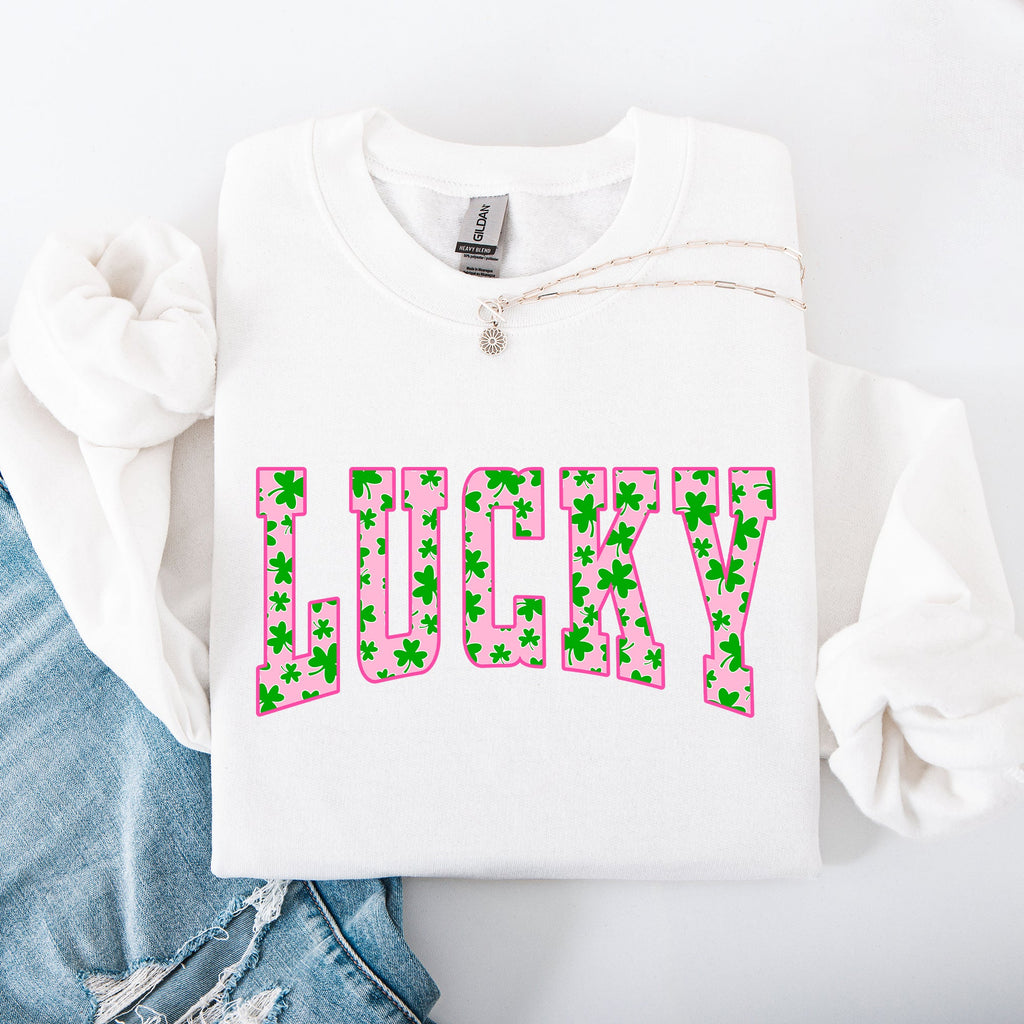 Lucky Leprechaun Shamrock Clover Vintage Collegiate St Patrick's Day Edition Sweatshirt