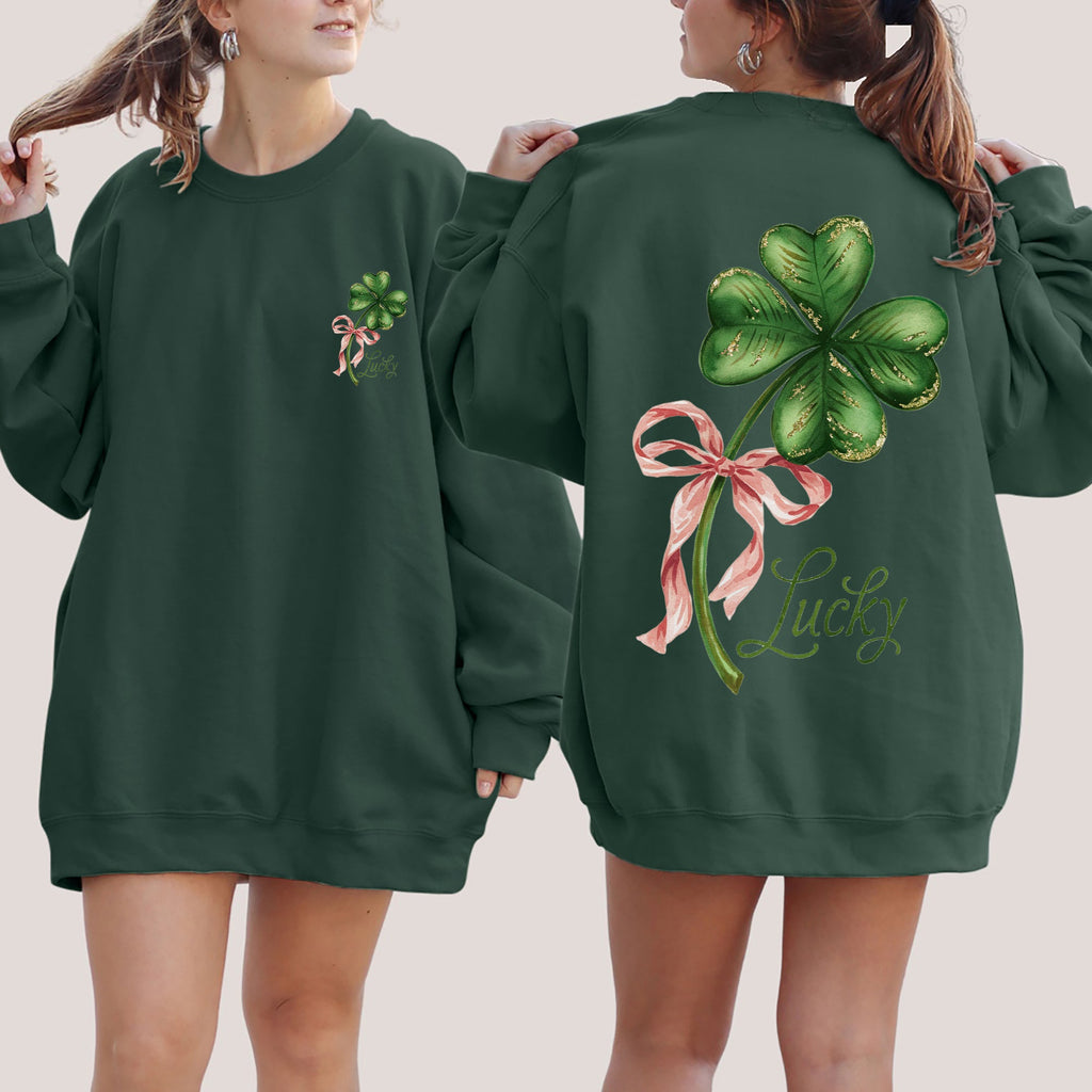 Lucky Coquette St Patrick's Day Shamrock Clover Leprechaun Celebration Sweatshirt