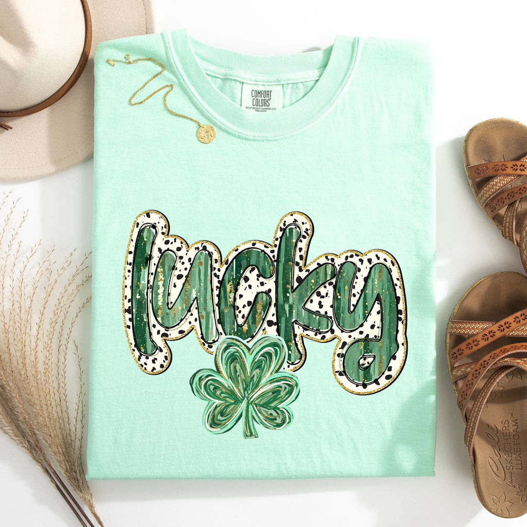 Lucky Leprechaun Dalmatian Print St Patrick's Day Shamrock Clover Limited Edition Comfort Colors Tee