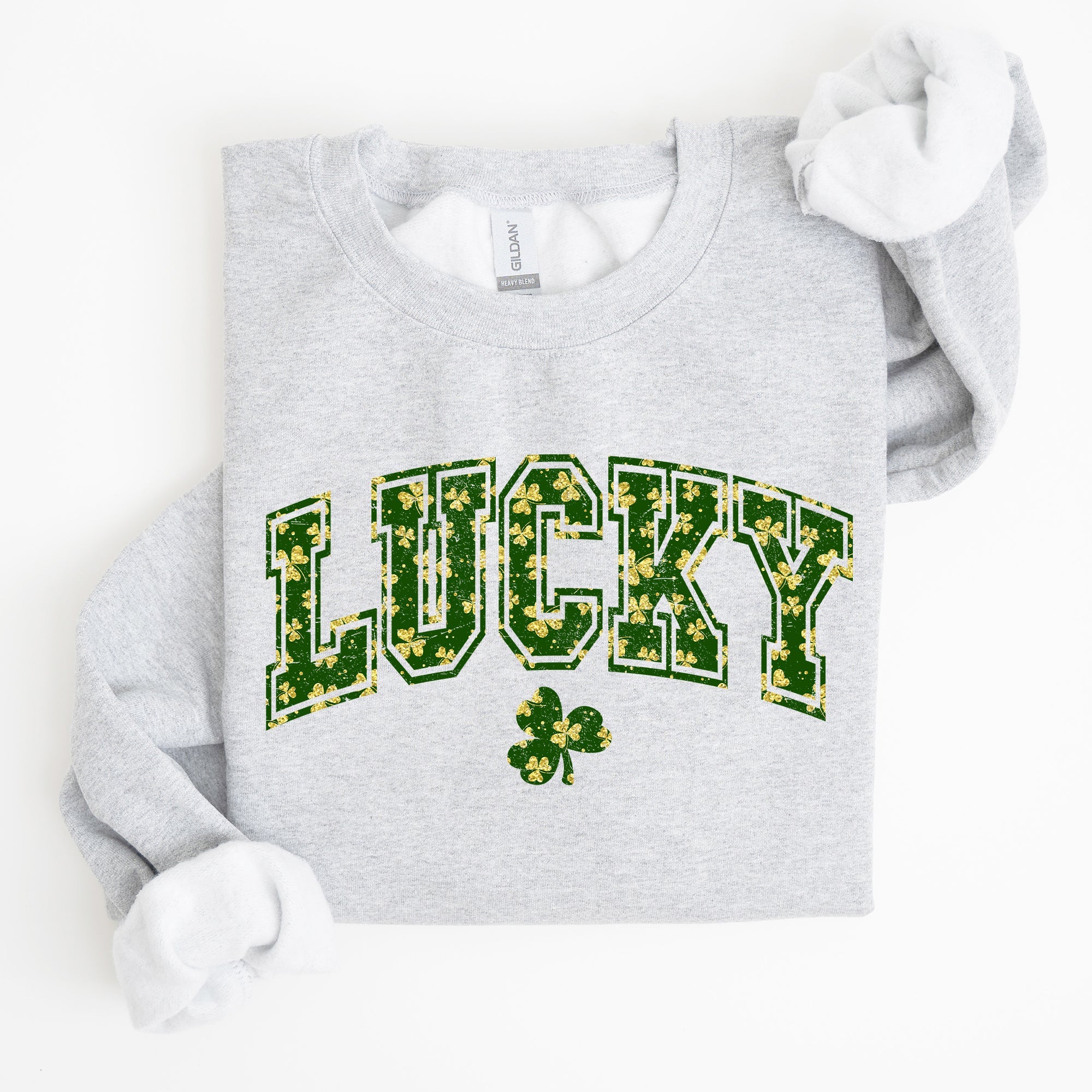 Lucky Glitter Shamrock Vintage St Patrick's Day Festive Irish Pride Cozy Casual Sweatshirt