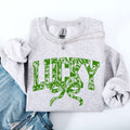 Lucky Lace Coquette Ribbon Leprechaun St Patrick's Day Shamrock Clover Sweatshirt