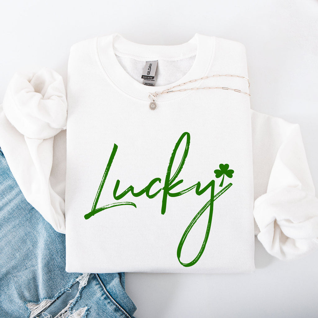 Lucky Minimalist St Patrick's Day Shamrock Clover Leprechaun Festive Cozy Sweatshirt