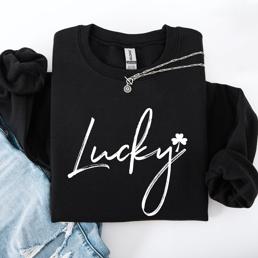 Lucky Minimalist St Patrick's Day Shamrock Clover Leprechaun Festive Cozy Sweatshirt