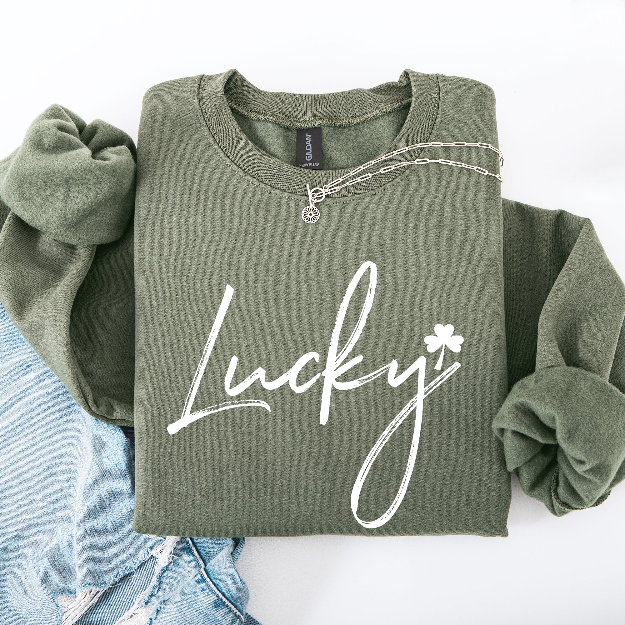 Lucky Minimalist St Patrick's Day Shamrock Clover Leprechaun Festive Cozy Sweatshirt