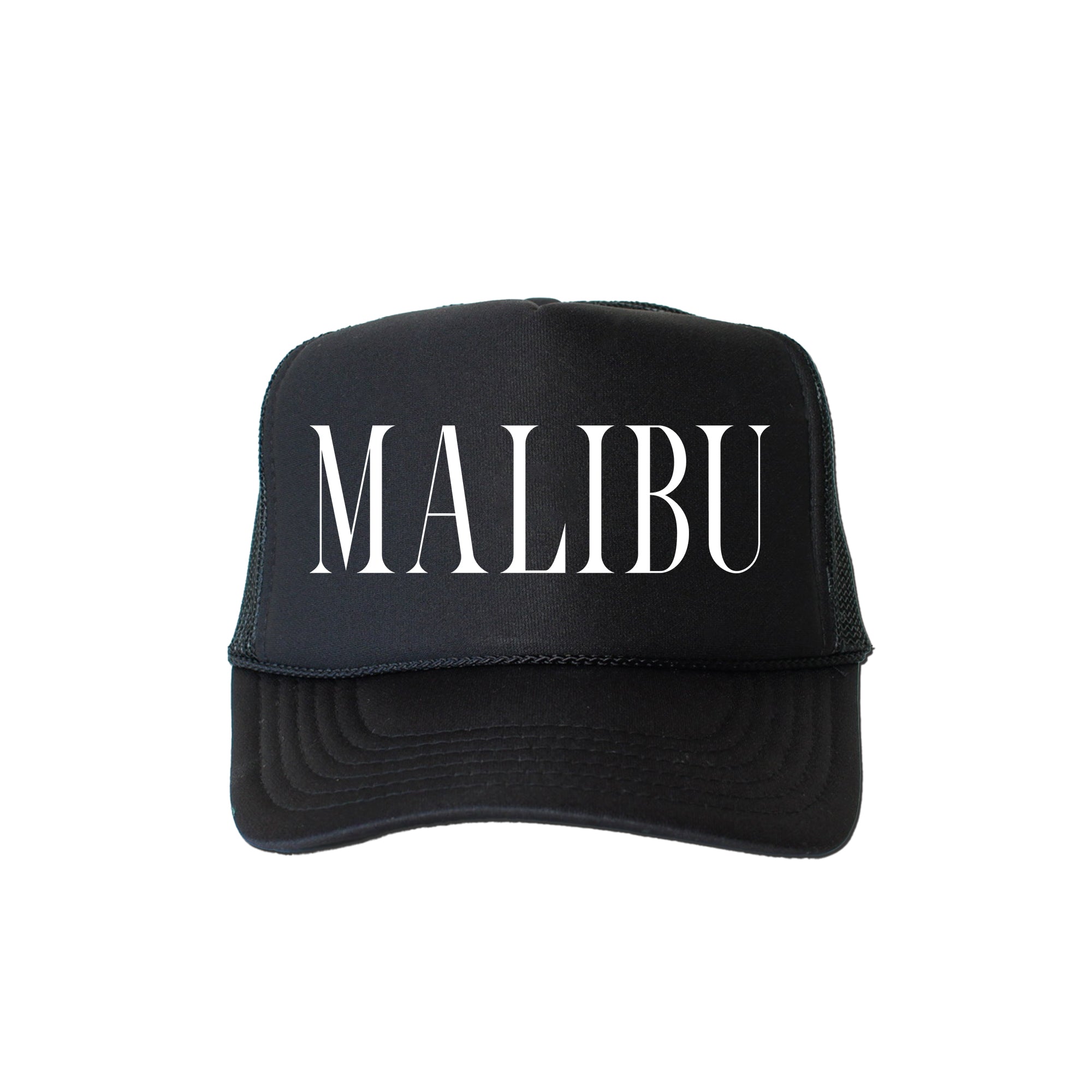 Malibu Sassy Funny Coastal Vibes Beachside Humor Sunshine Lovers Daydreamers Trucker Hat