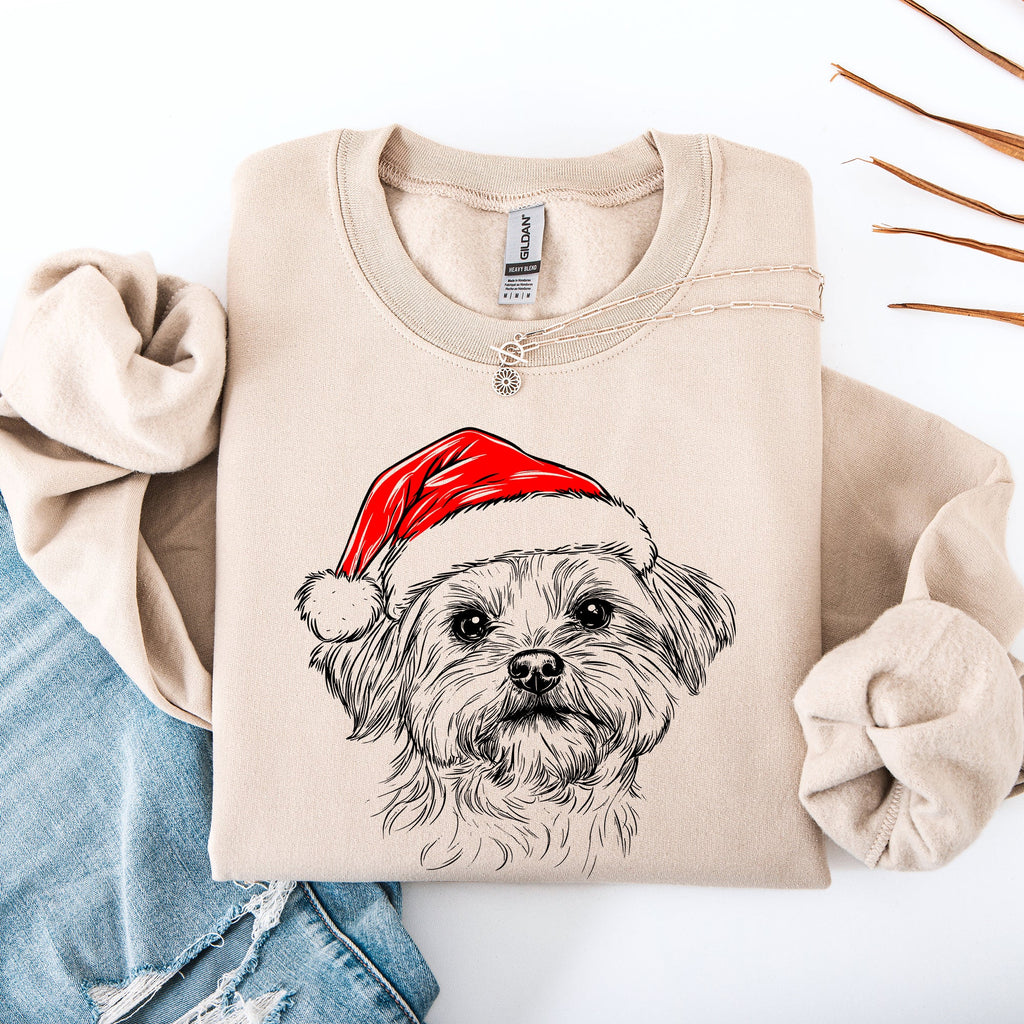 Festive Maltese Santa Claus Christmas Dog Lover Pups Holiday Joy Collection Sweatshirt