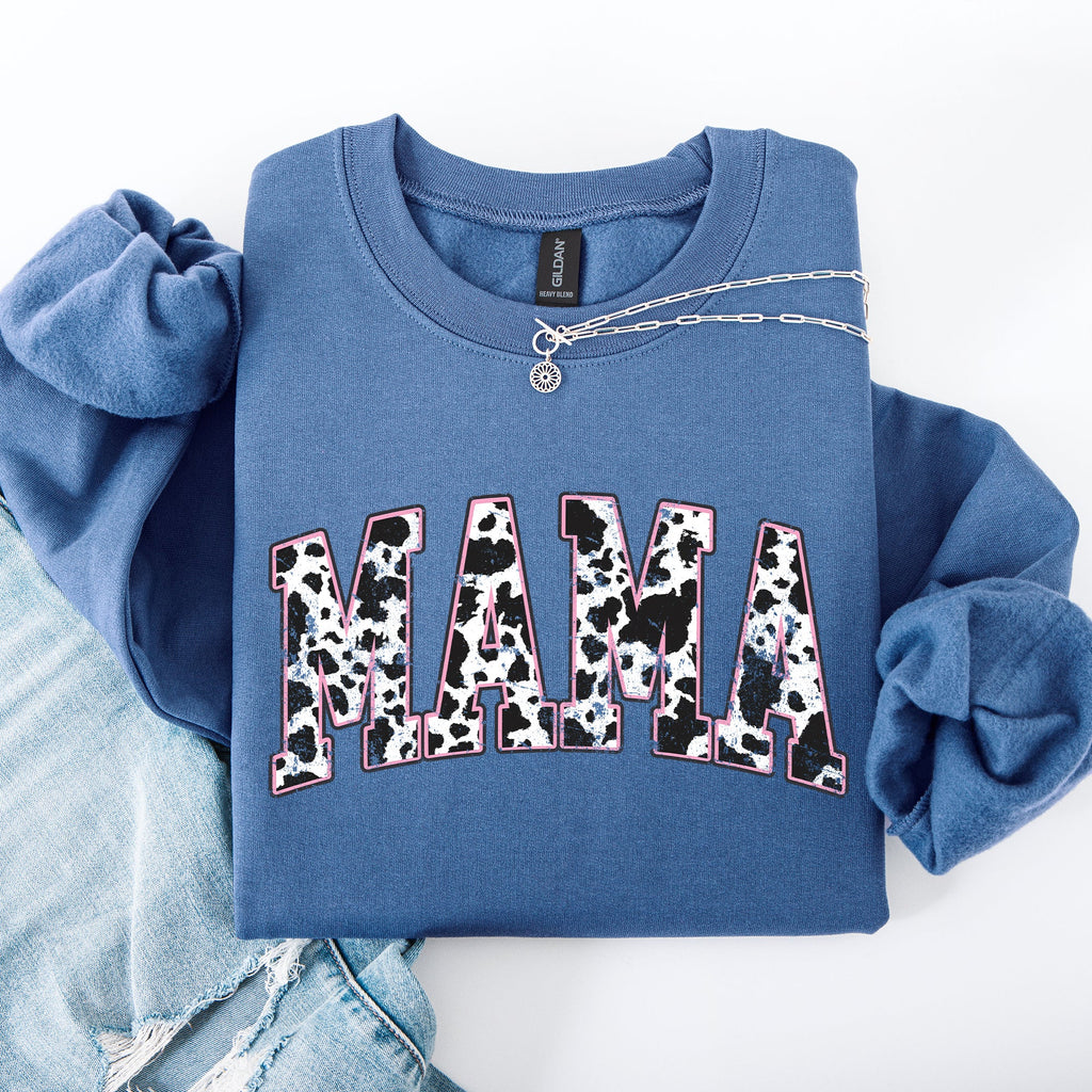 Mama Cow Print Western Vintage Country Farm Cowboy Cowgirl Rustic Cozy Graphic Sweatshirt