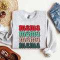 Mama Mama Mama Mama Christmas Xmas Leopard Print Santa Retro Winter Graphic Sweatshirt