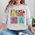 Mama Bold Animal Print Leopard Cow Dalmatian Retro Mother's Day Graphic Sweatshirt
