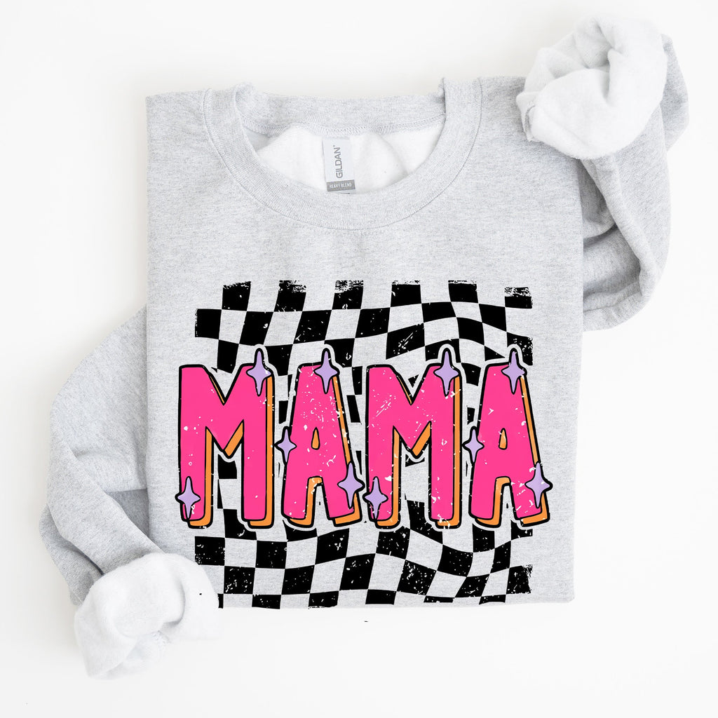 Mama, Checkered, Vibrant, Retro, Vintage Sweatshirt