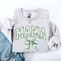 Mama Chinoiserie Coquette Bow Ribbon St Patrick's Day Shamrock Clover Lucky Leprechaun Sweatshirt