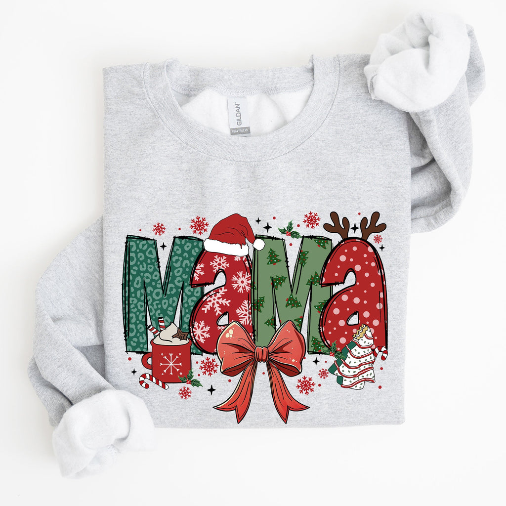 Mama Christmas Fun Reindeer Hot Chocolate Cake Holiday Edition Cozy Festive Sweatshirt