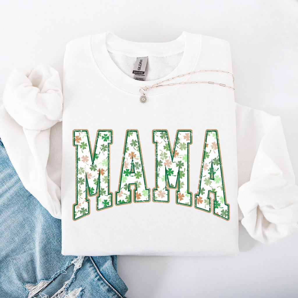 Mama Colorful Shamrocks St Patrick's Day Leprechaun Clover Lucky Celebration Sweatshirt
