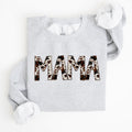 Mama Cow Print Mom Mother's Day Gift Cozy Cotton Blend Relaxed Fit Soft Brushed Interior Sweatshirt