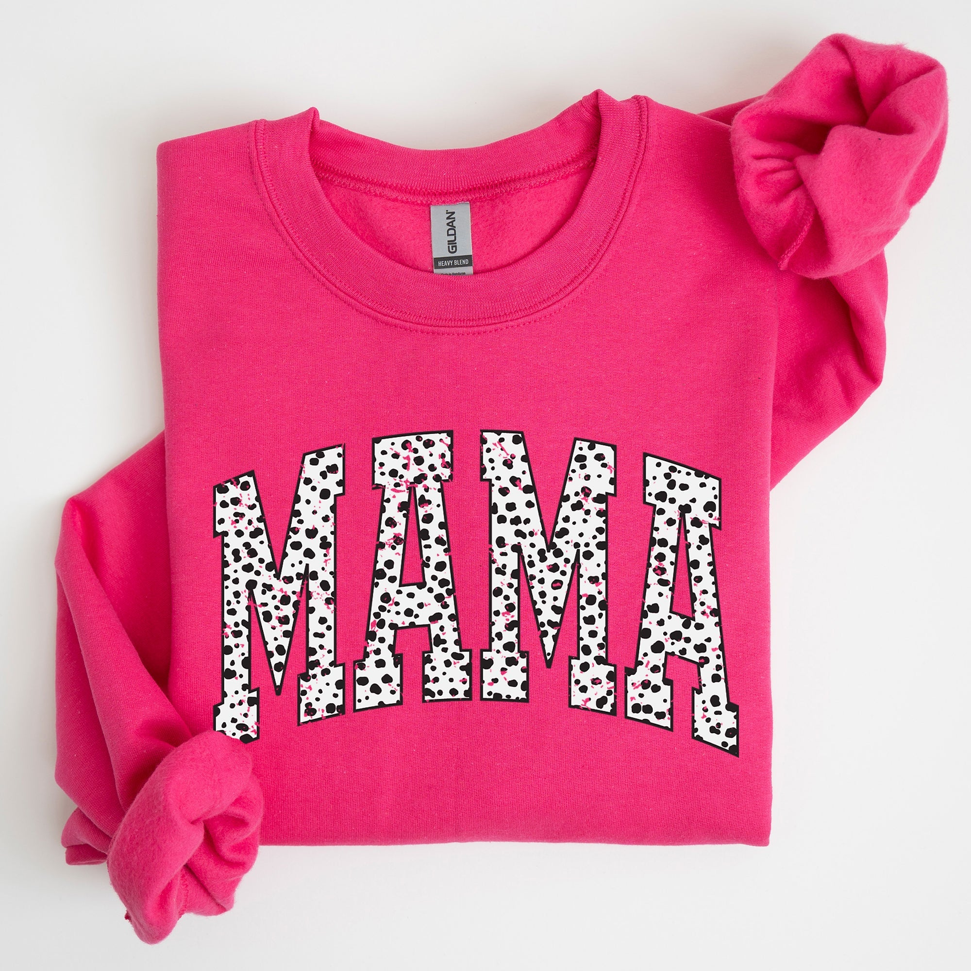 Mama Dalmatian Print Varsity Retro Vintage Bold Graphic Statement Cozy Everyday Wear Sweatshirt