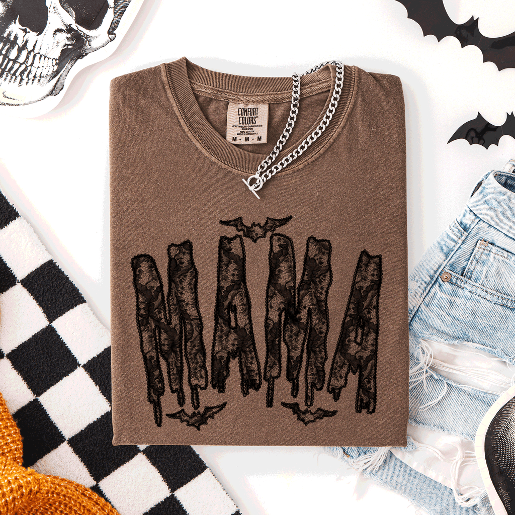Mama Faux Lace Halloween Coquette Cute Fashion Statement Special Edition Comfort Colors Tee