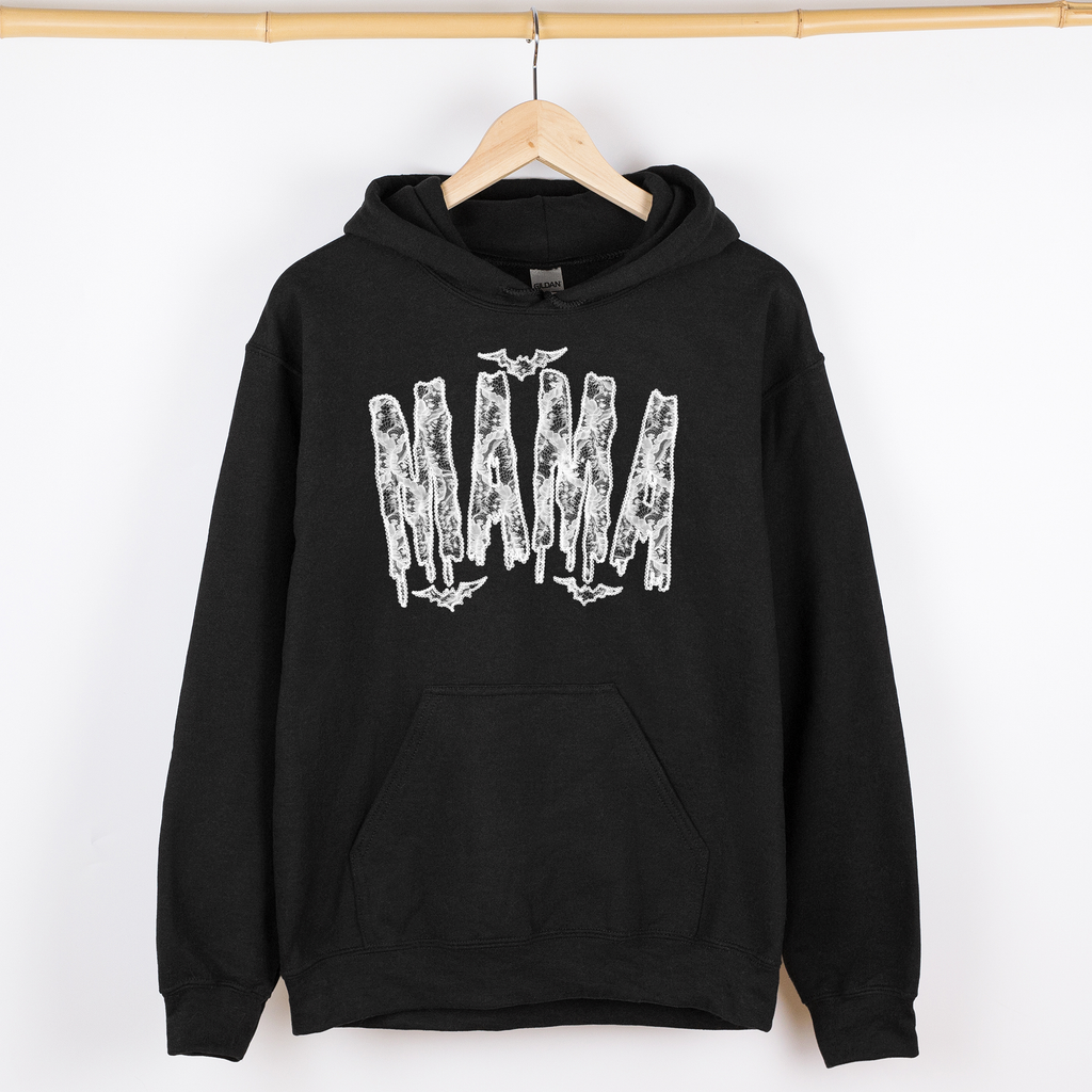 Shimmering Ghost Mama Faux Lace Halloween Coquette Vintage Iridescent Graphic Hoodie