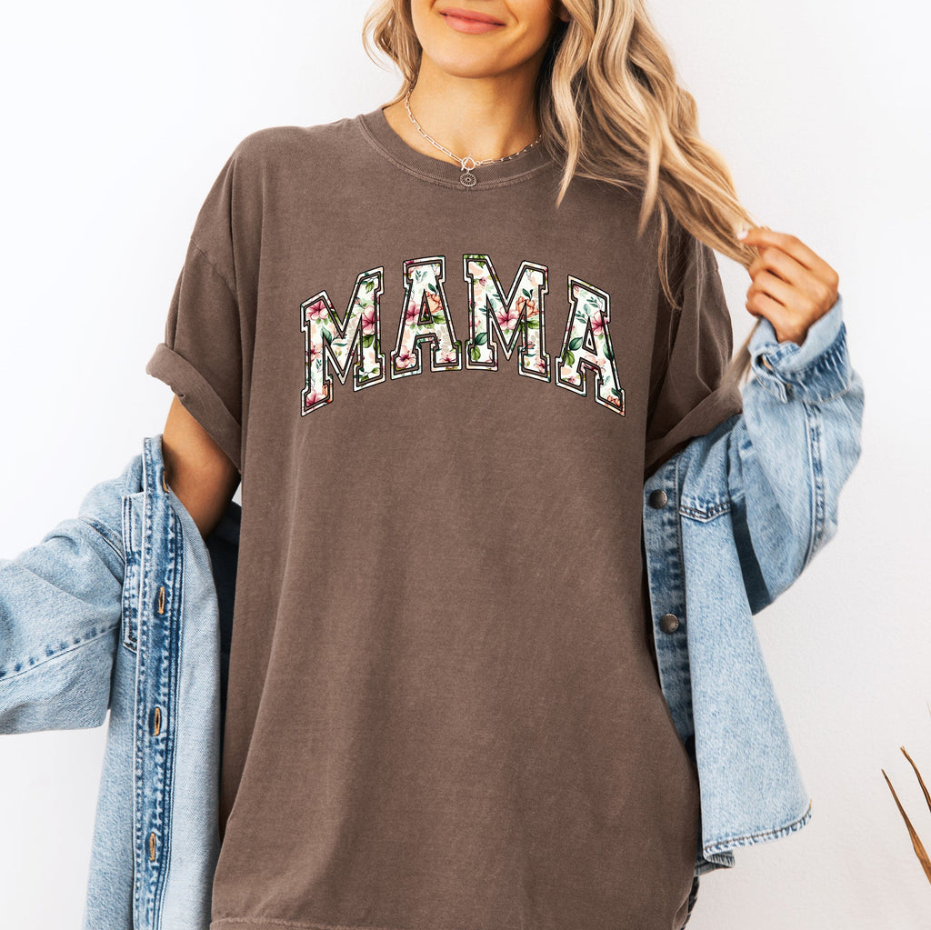 Mama Floral Chinoiserie Coquette Varsity Mother's Day Timeless Script Comfort Colors Tee