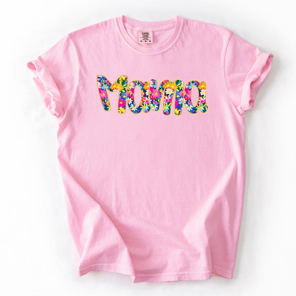 Mama Floral Pastel Garden Mother's Day Floral Print With Bright Blossoms And Spring Cheer Comfort Colors Tee