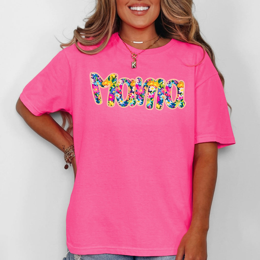 Mama Floral Pastel Garden Mother's Day Floral Print With Bright Blossoms And Spring Cheer Comfort Colors Tee