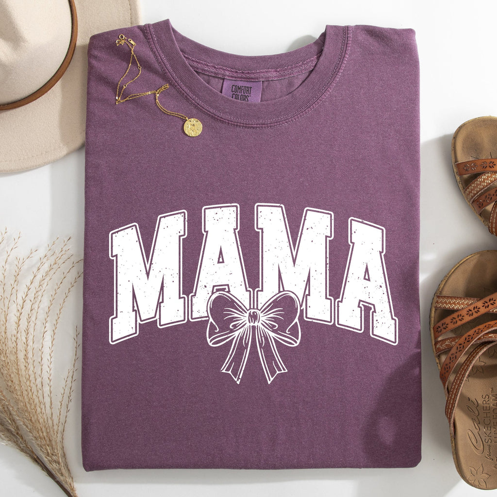 Mama, Green Bow, St Patrick's Day, Shamrock, Clover, Lucky, Leprechaun Comfort Colors Tee