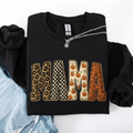 Vintage Mama Halloween Patchwork Leopard Print Checkered Pumpkin Pattern Sweatshirt