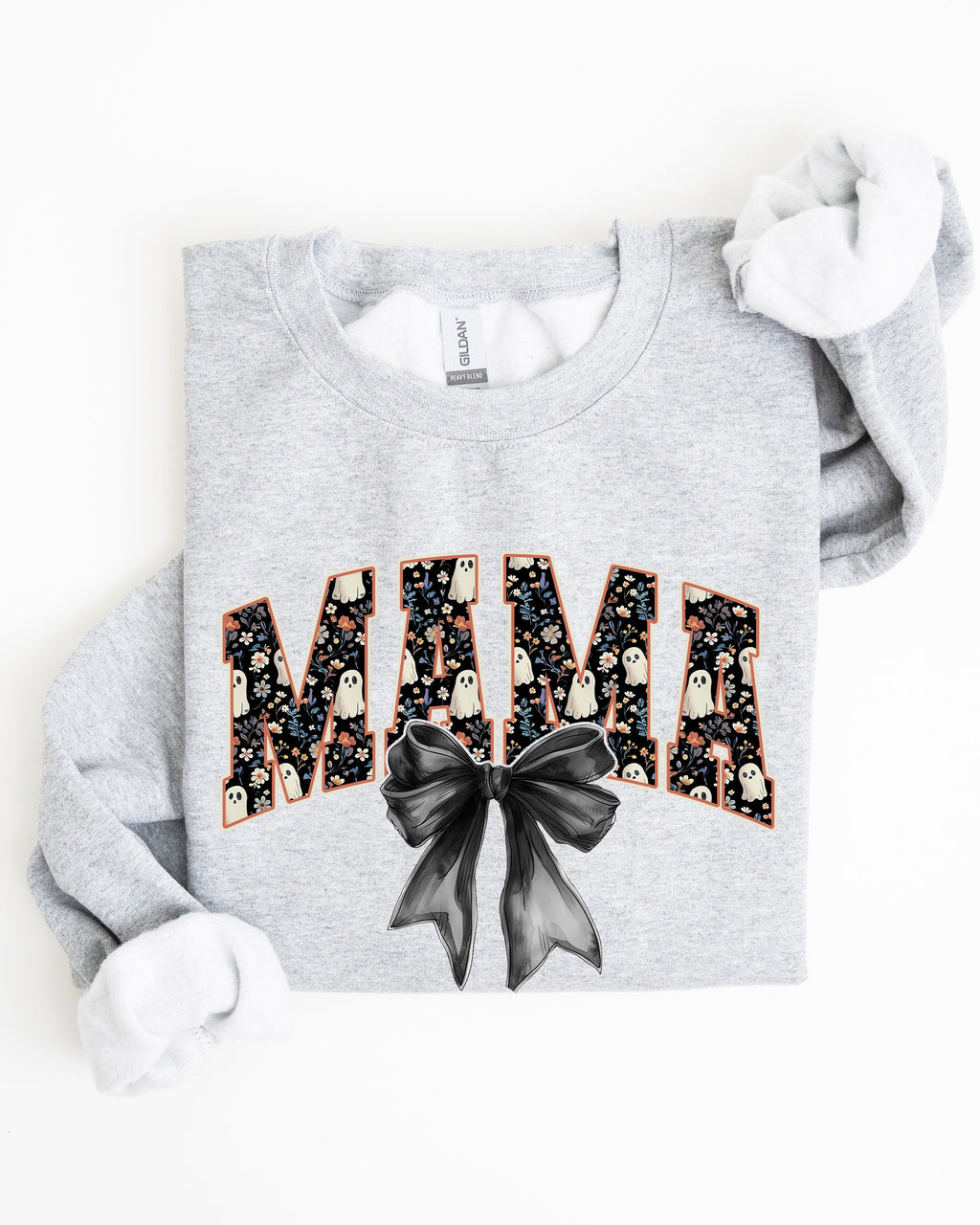 Mama Halloween Bow Ribbon Goth Spooky Witch Varsity Collegiate Graphic Sweatshirt