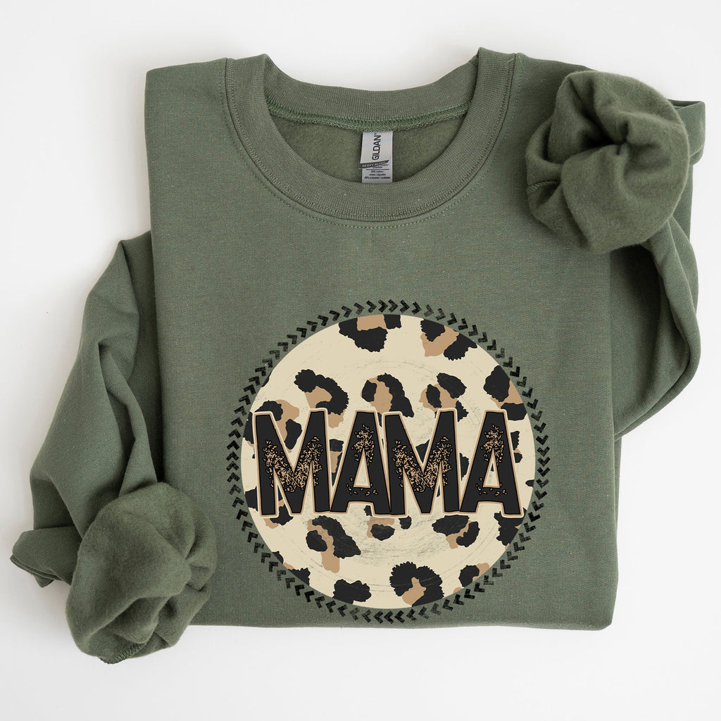 Mama Leopard Print Circle Western Cowboy Spirit Collection For The Modern Western Mama Sweatshirt