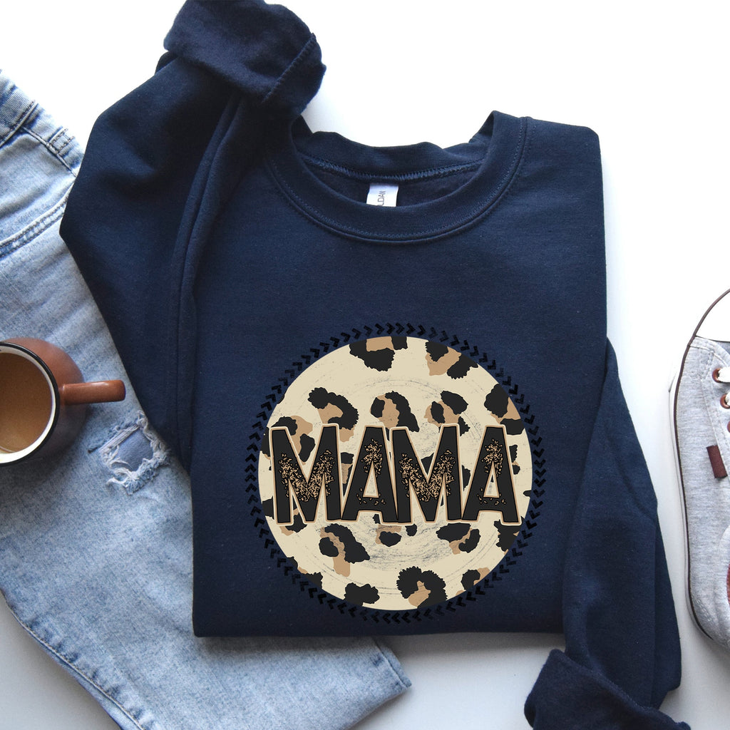 Mama Leopard Print Circle Western Cowboy Spirit Collection For The Modern Western Mama Sweatshirt