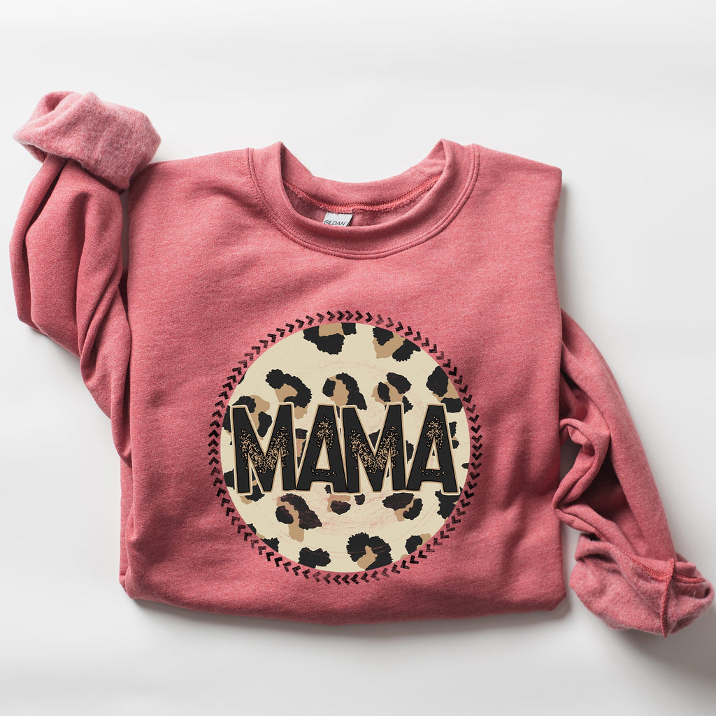 Mama Leopard Print Circle Western Cowboy Spirit Collection For The Modern Western Mama Sweatshirt