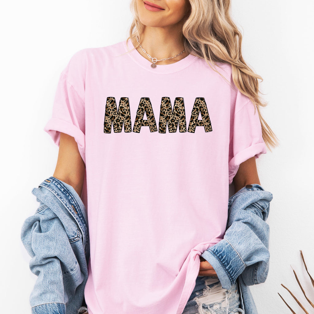 Mama Leopard Print Elegant Animal Print Mother's Day Celebration Comfort Colors Tee
