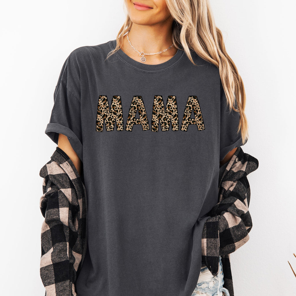 Mama Leopard Print Elegant Animal Print Mother's Day Celebration Comfort Colors Tee