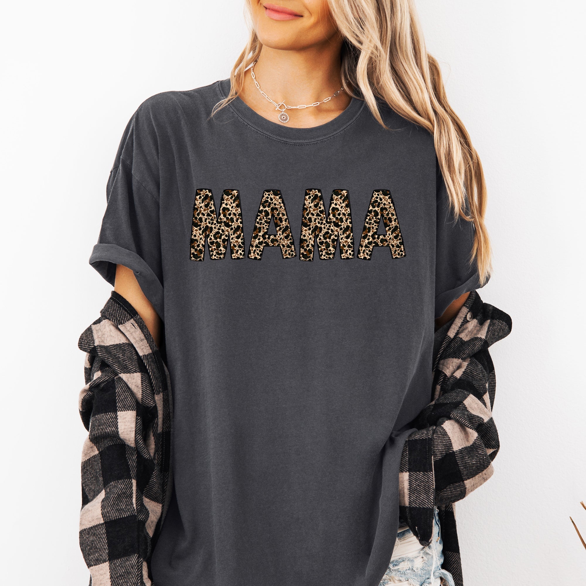 Mama Leopard Print Elegant Animal Print Mother's Day Celebration Comfort Colors Tee