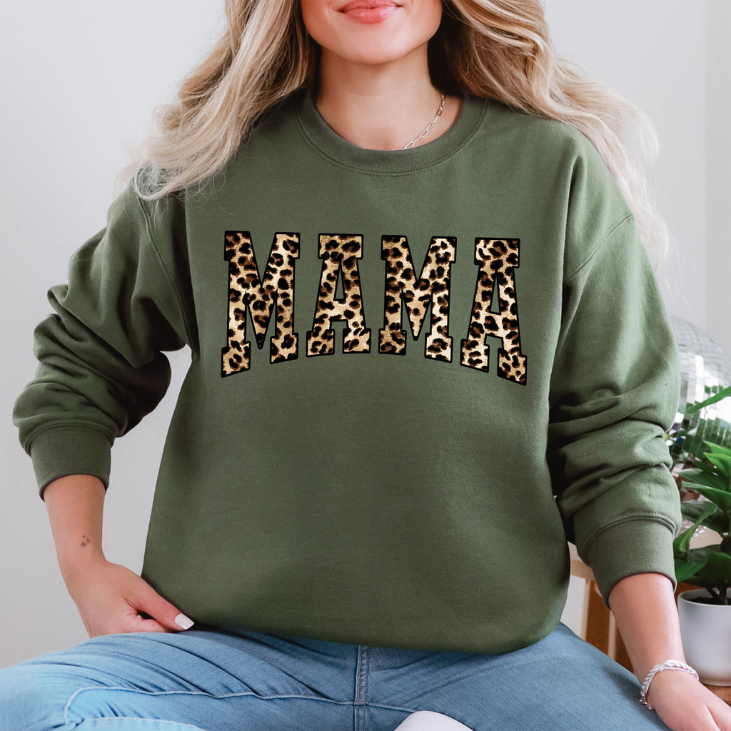 Mama Leopard Print Retro Animal Print Mother's Day Sweatshirt For Everyday Stylish Moms