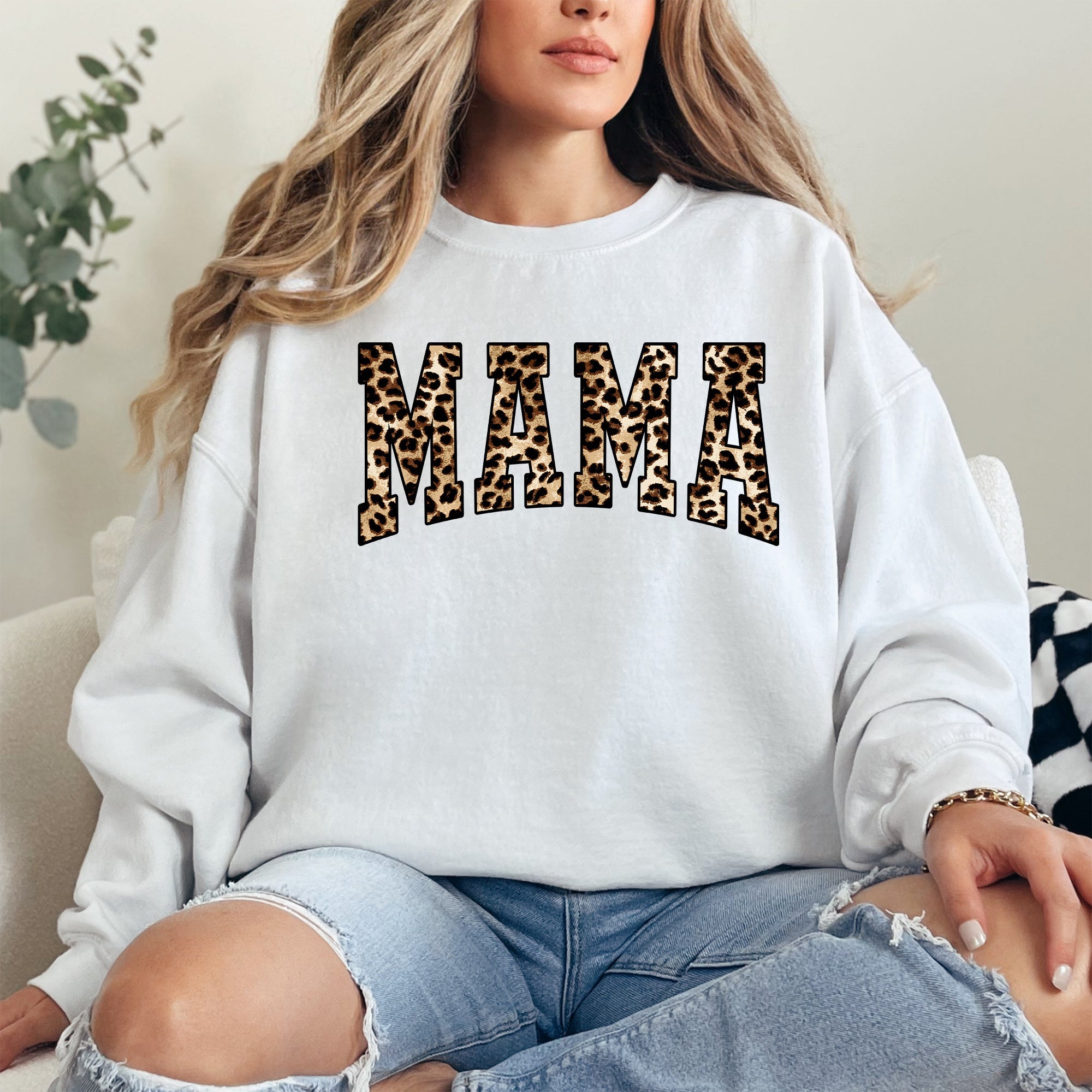 Mama Leopard Print Retro Animal Print Mother's Day Sweatshirt For Everyday Stylish Moms